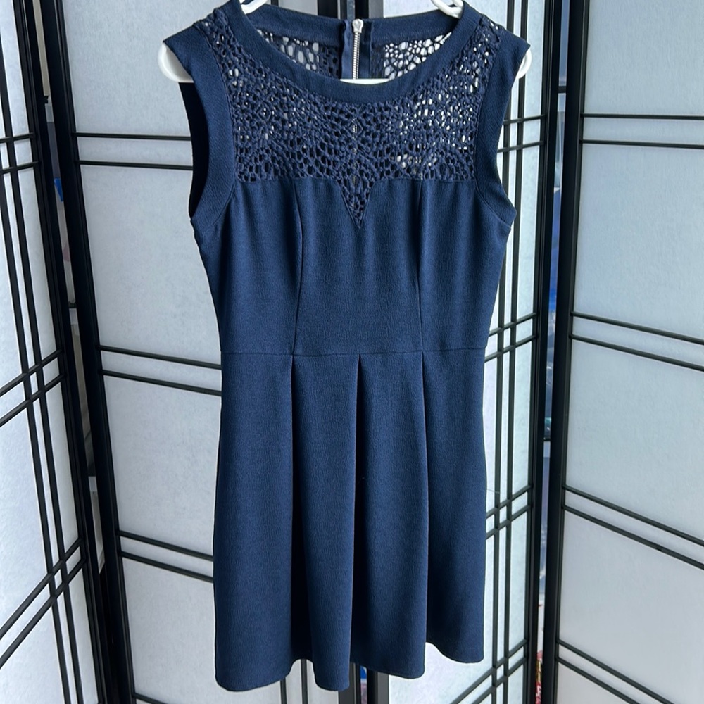 Speechless Blue Crochet Design Dress - Picture 1 of 4